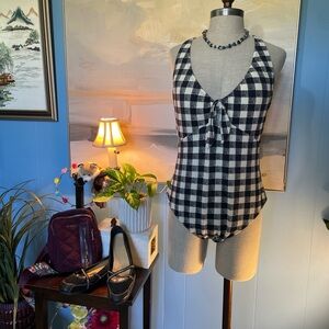 Shade & Shore Black and White Gingham One-Piece Swimsuit
